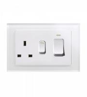Retrotouch Crystal 45A DP Cooker & 13A Socket White Glass